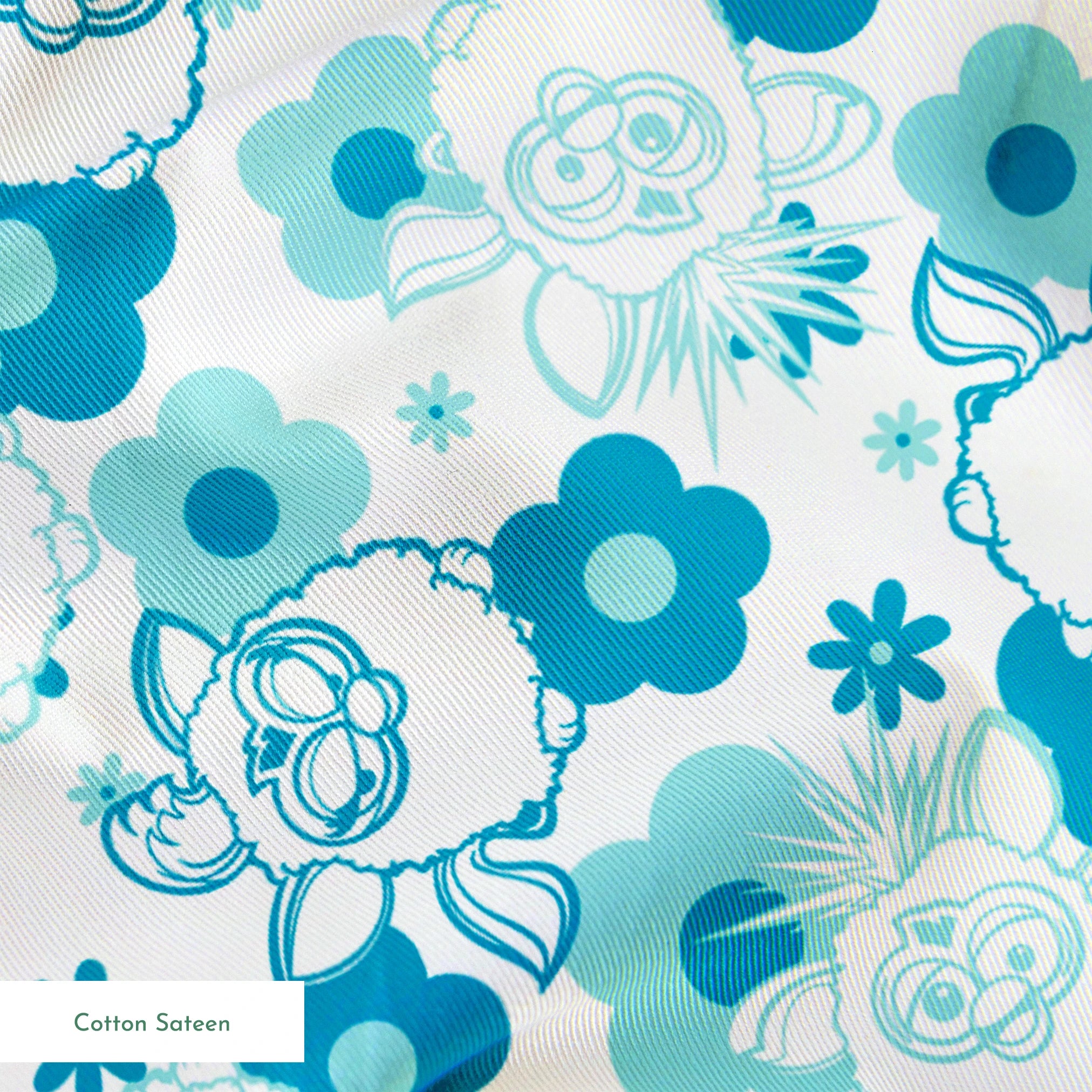 Hasbro Furby Flower Power on Blue Fabric