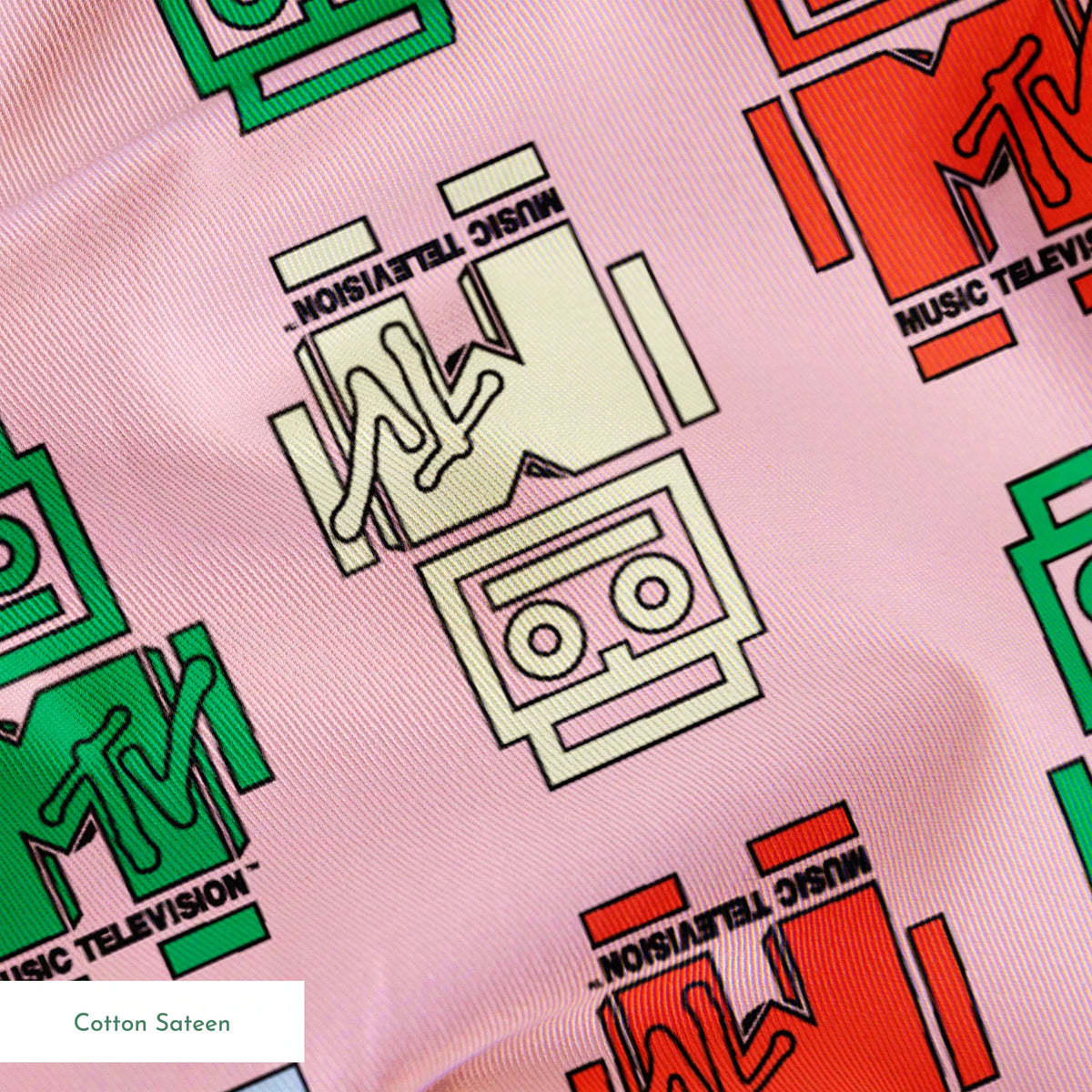 Paramount MTV Logo Robots on Pink Fabric