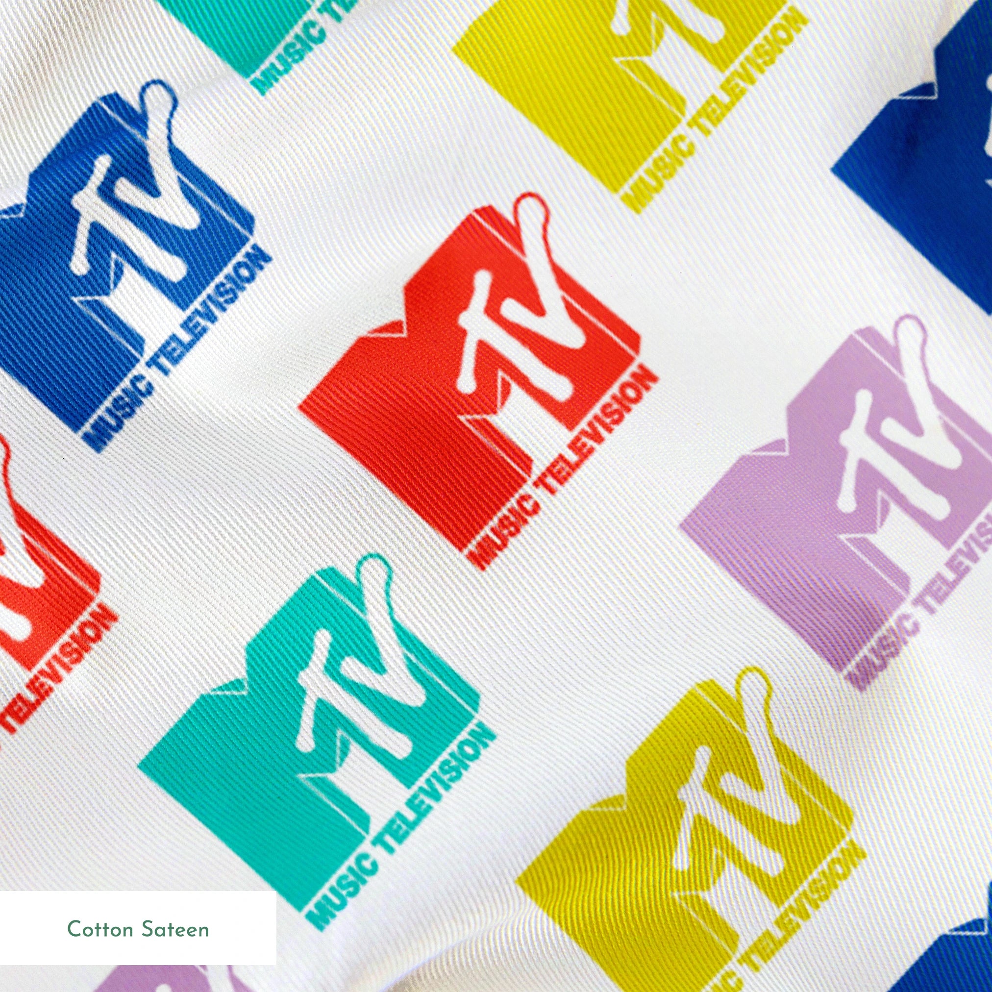 Paramount MTV Colorful Logo Toss on White Fabric