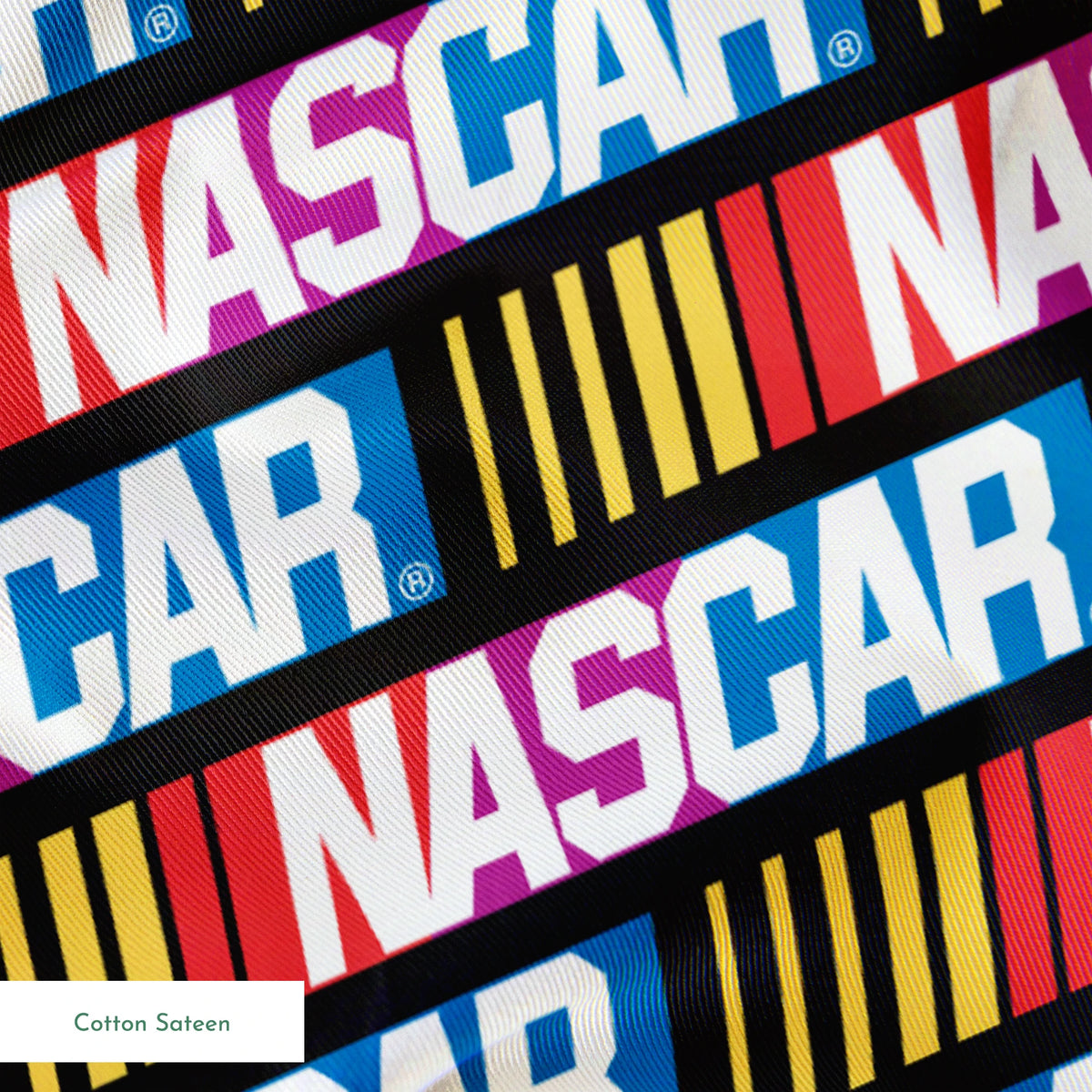 NASCAR® Retro Logo on Multi Stripes Fabric