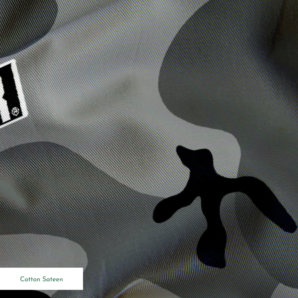 NASCAR® Retro Logo and Camo Toss on Grey Fabric