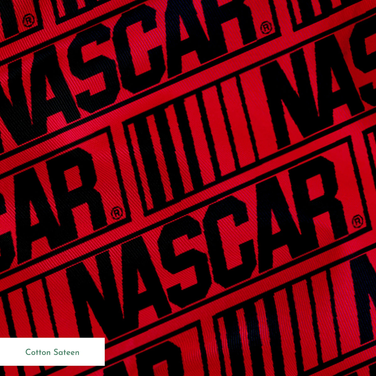 NASCAR® Retro Logo on Red Stripes Fabric
