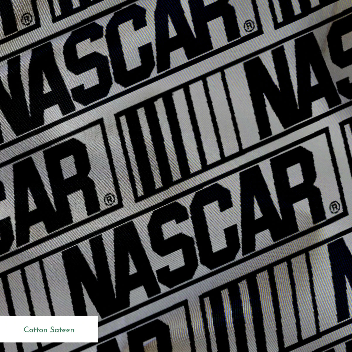 NASCAR® Retro Logo on Grey Stripes Fabric