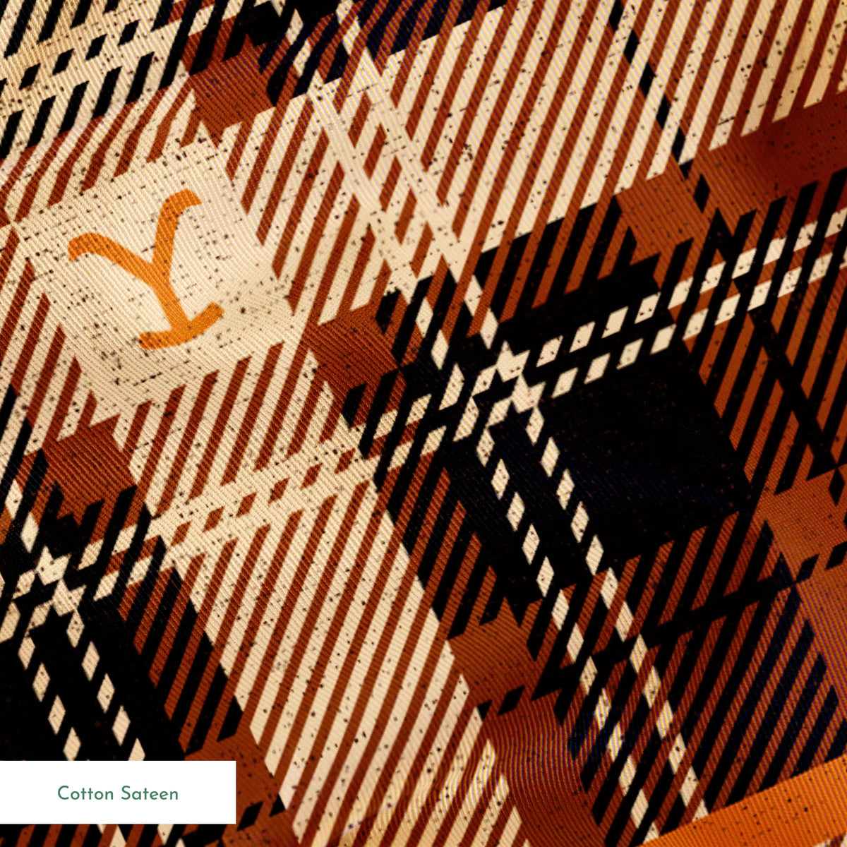 Paramount Yellowstone Rustic Plaid on Rust Fabric