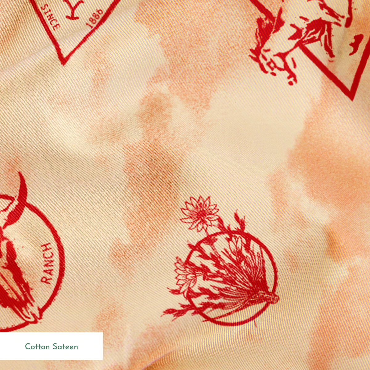 Paramount Yellowstone Icons in the Clouds on Rust Fabric