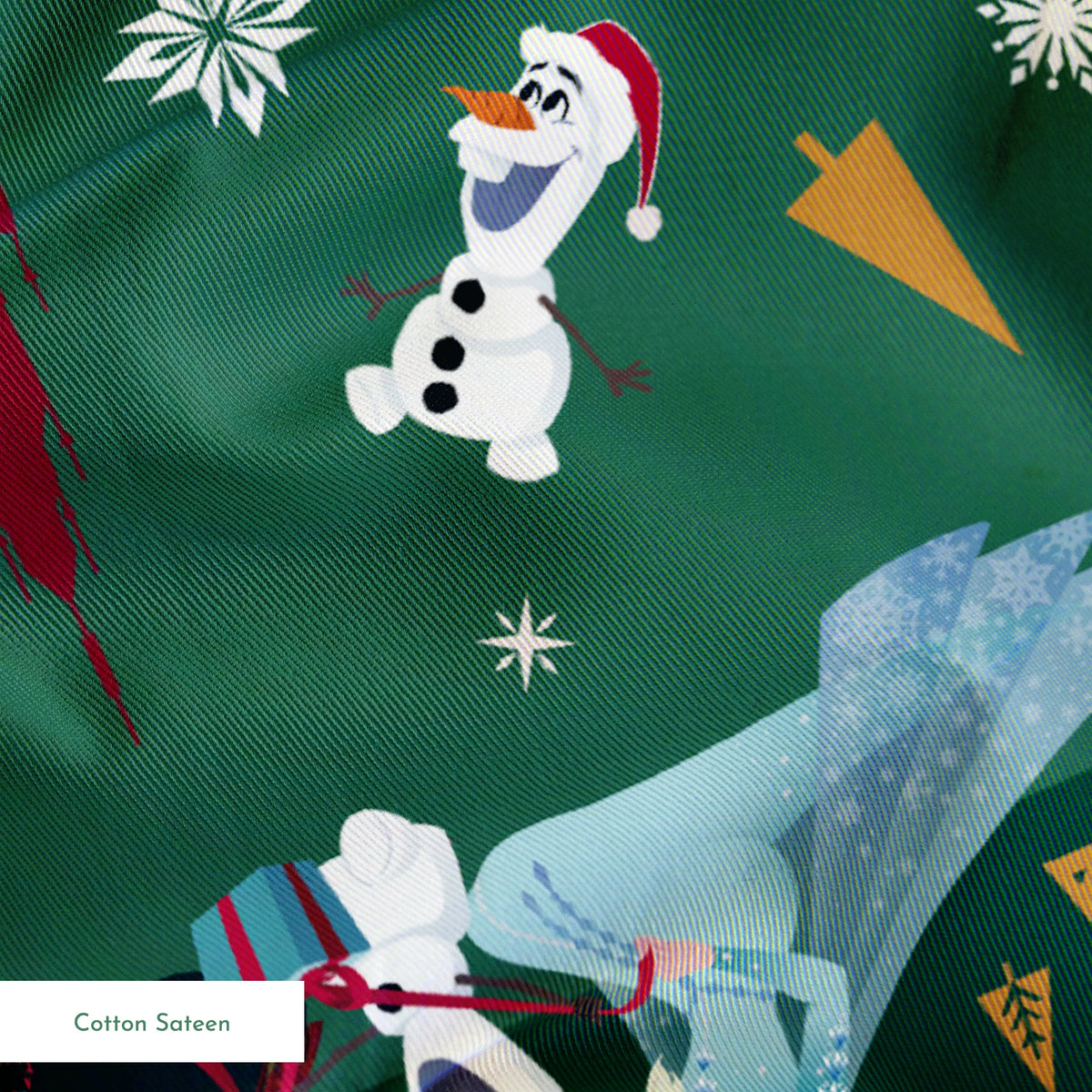 Disney Frozen Holiday Tidings on Green Fabric