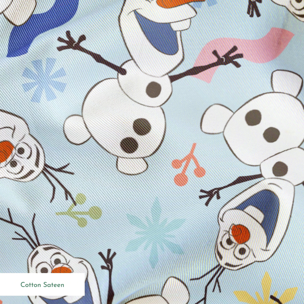 Disney Frozen Colorful Olaf Toss on Blue Fabric