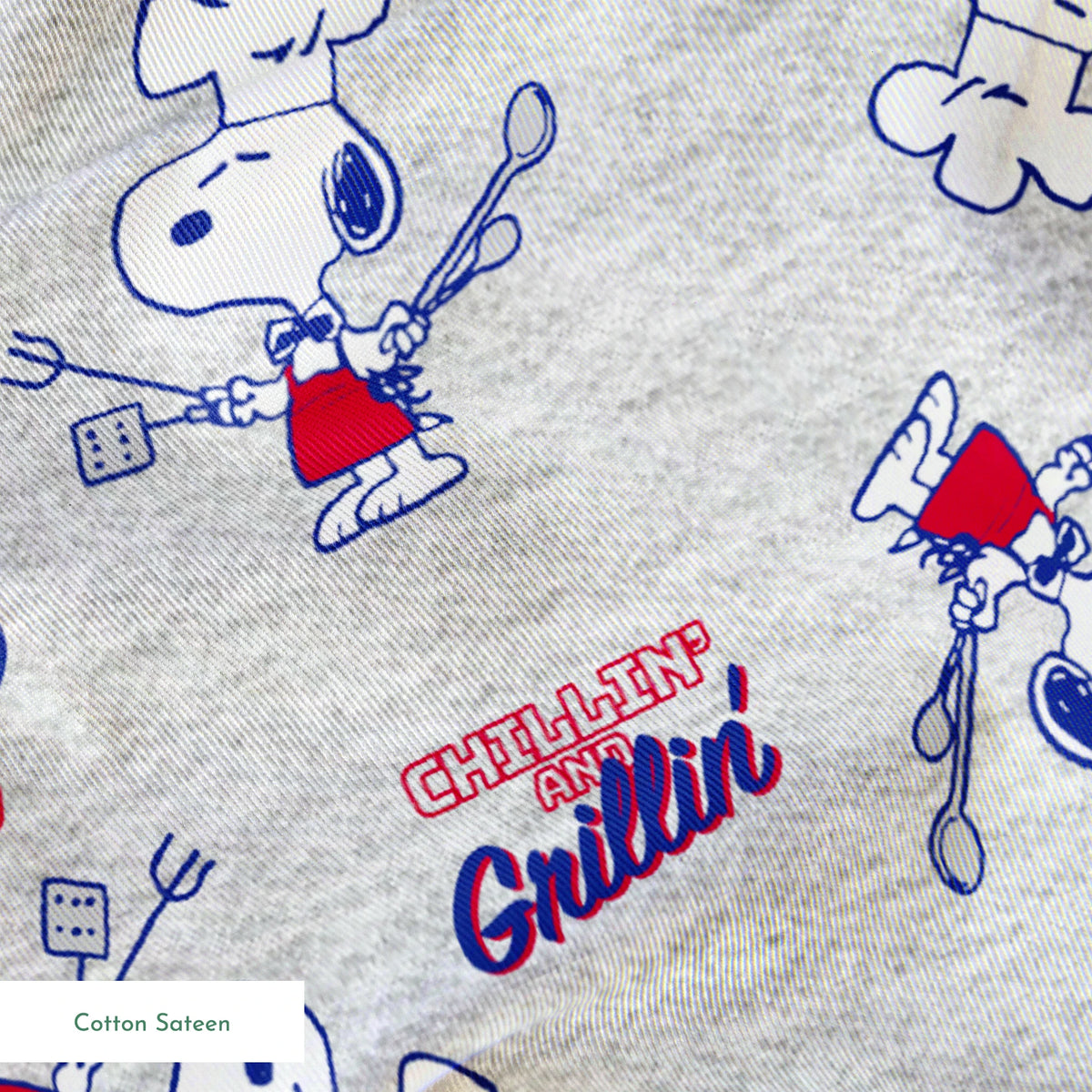 Peanuts Snoopy Chef Grillin' Gray Fabric