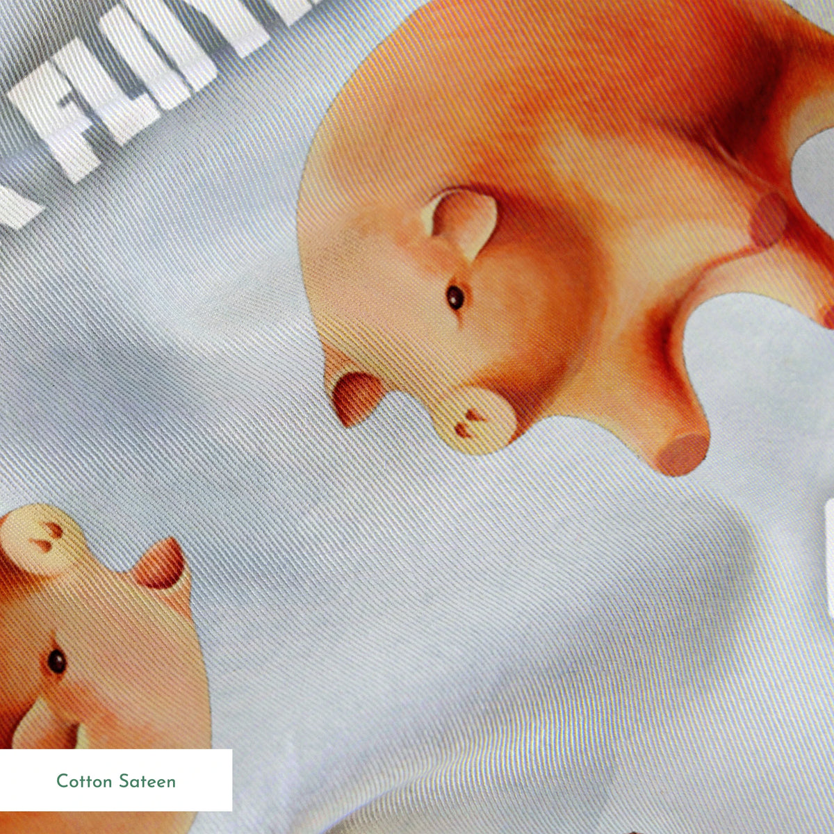 Pink Floyd Pigs on Gray Fabric