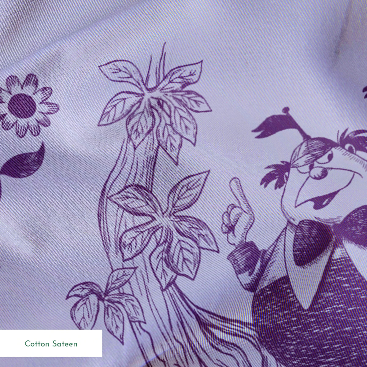 Disney Alice in Wonderland Curiouser and Curiouser on Purple Fabric