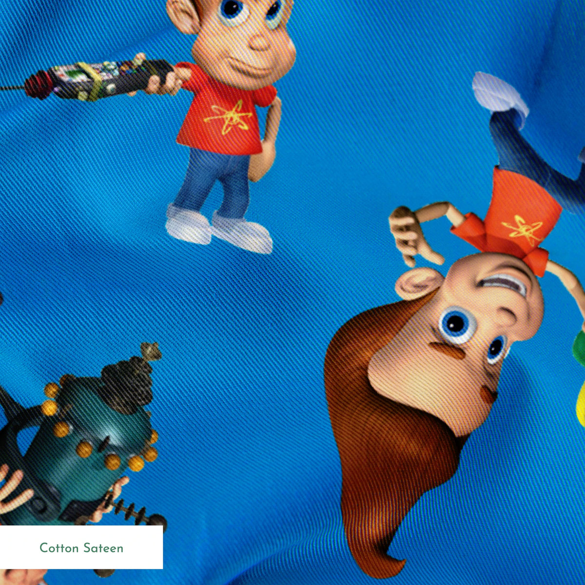 Paramount Jimmy Neutron Getting into Mischief on Blue Fabric