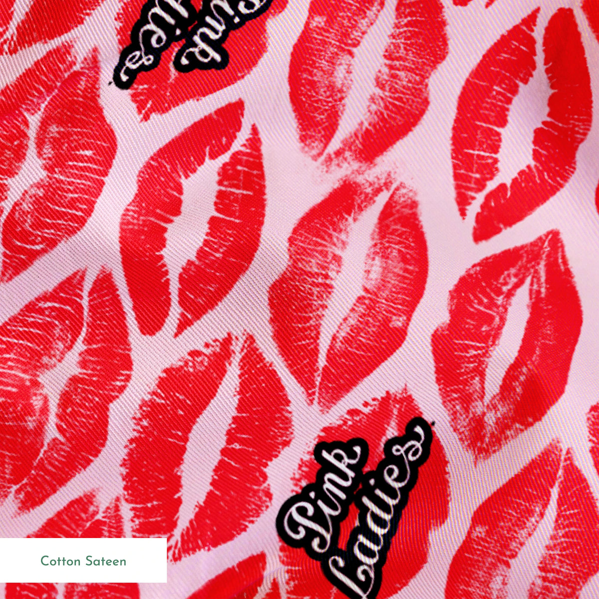 Paramount Grease Pink Ladies Lipstick on Red Fabric