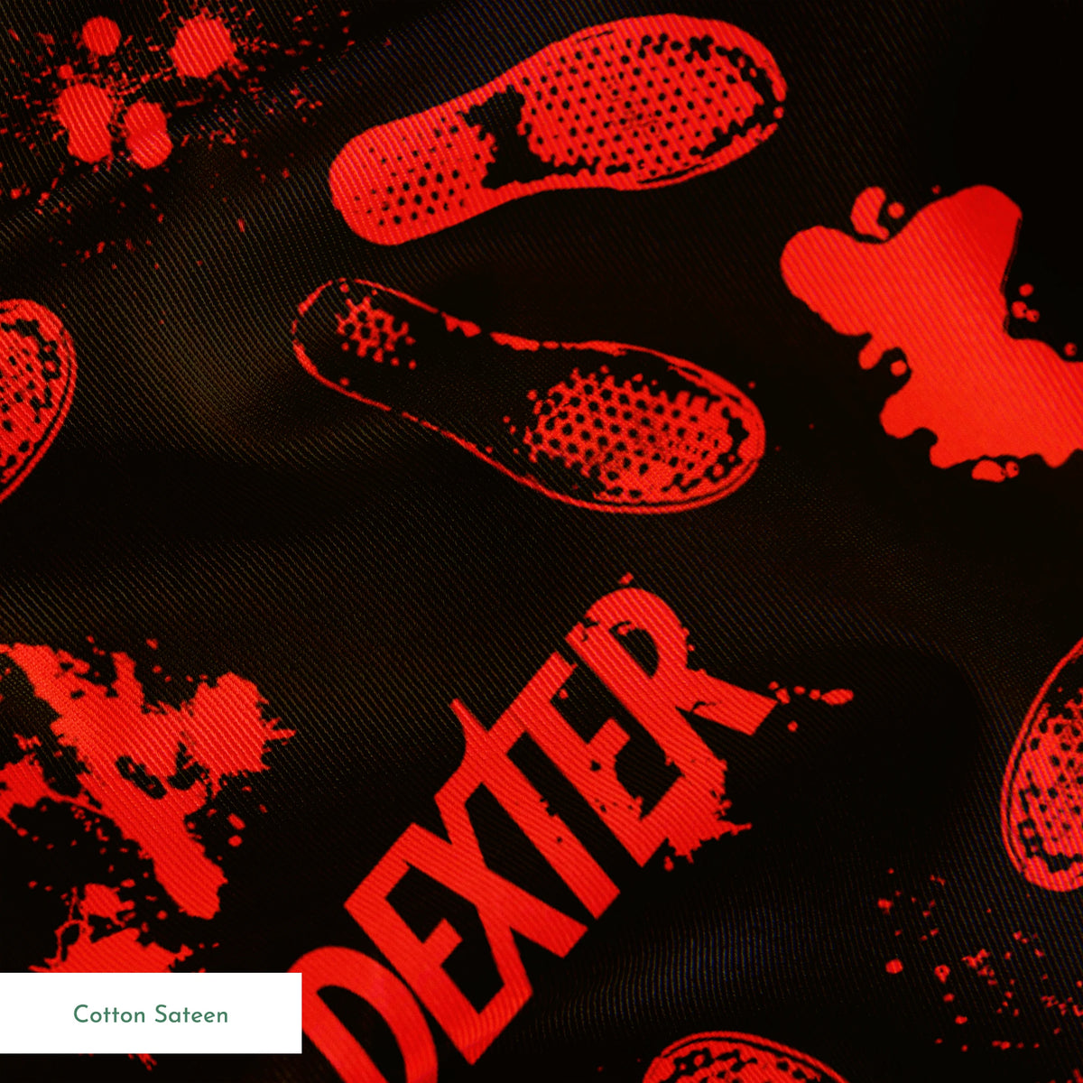 Showtime Dexter Blood Splatter on Black Fabric