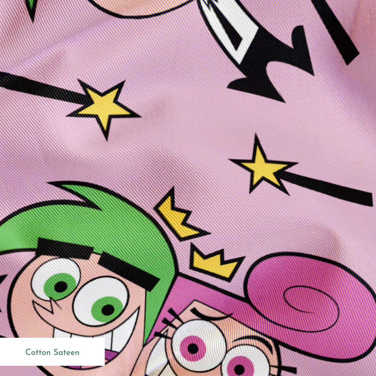 Paramount Fairly OddParents Fairy Friends on Pink Fabric