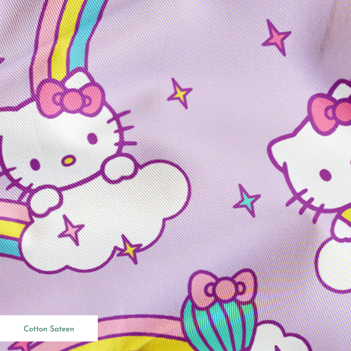 Hello Kitty® Rainbows & Clouds on Purple Fabric