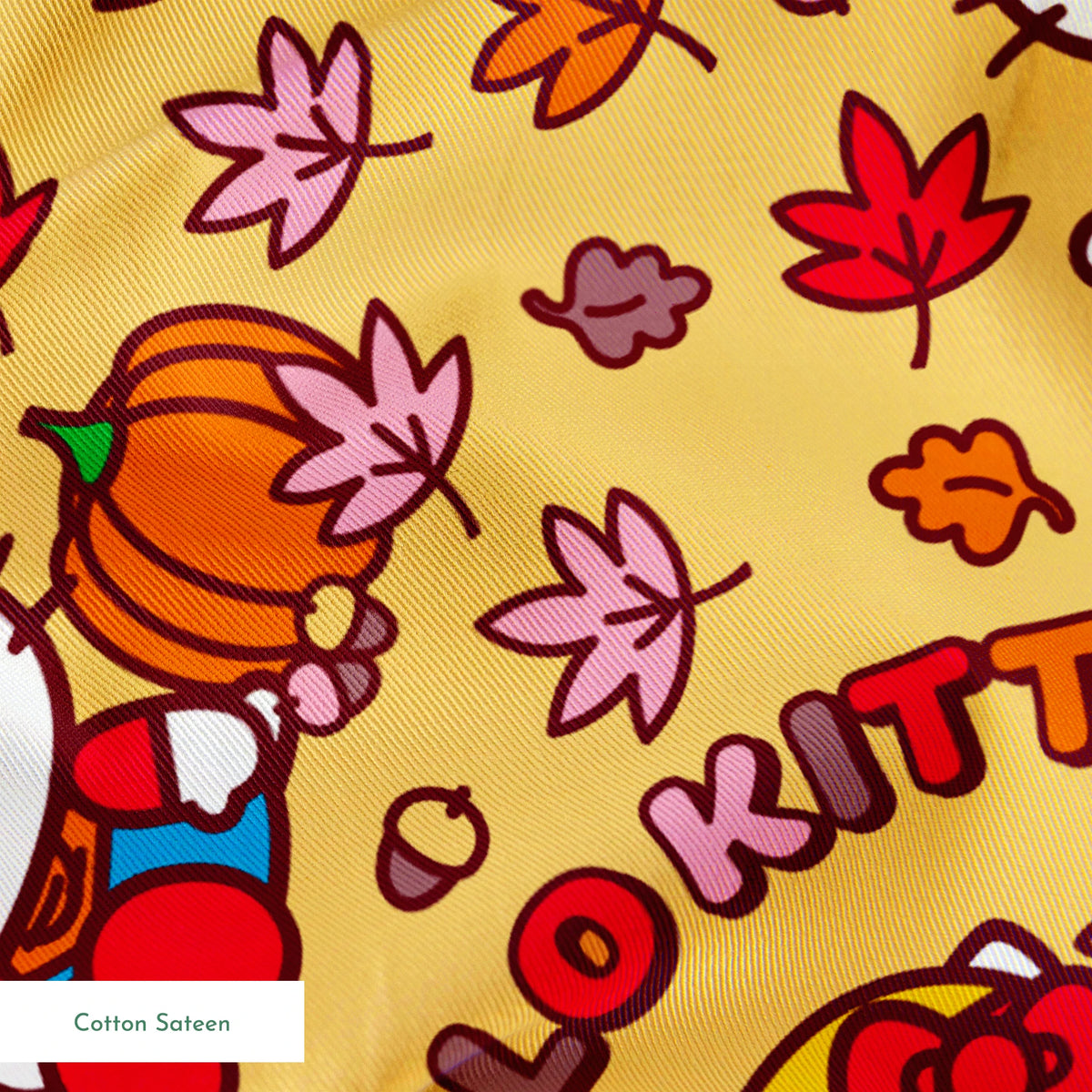 Hello Kitty® Autumn Leaves on Yellow Fabric