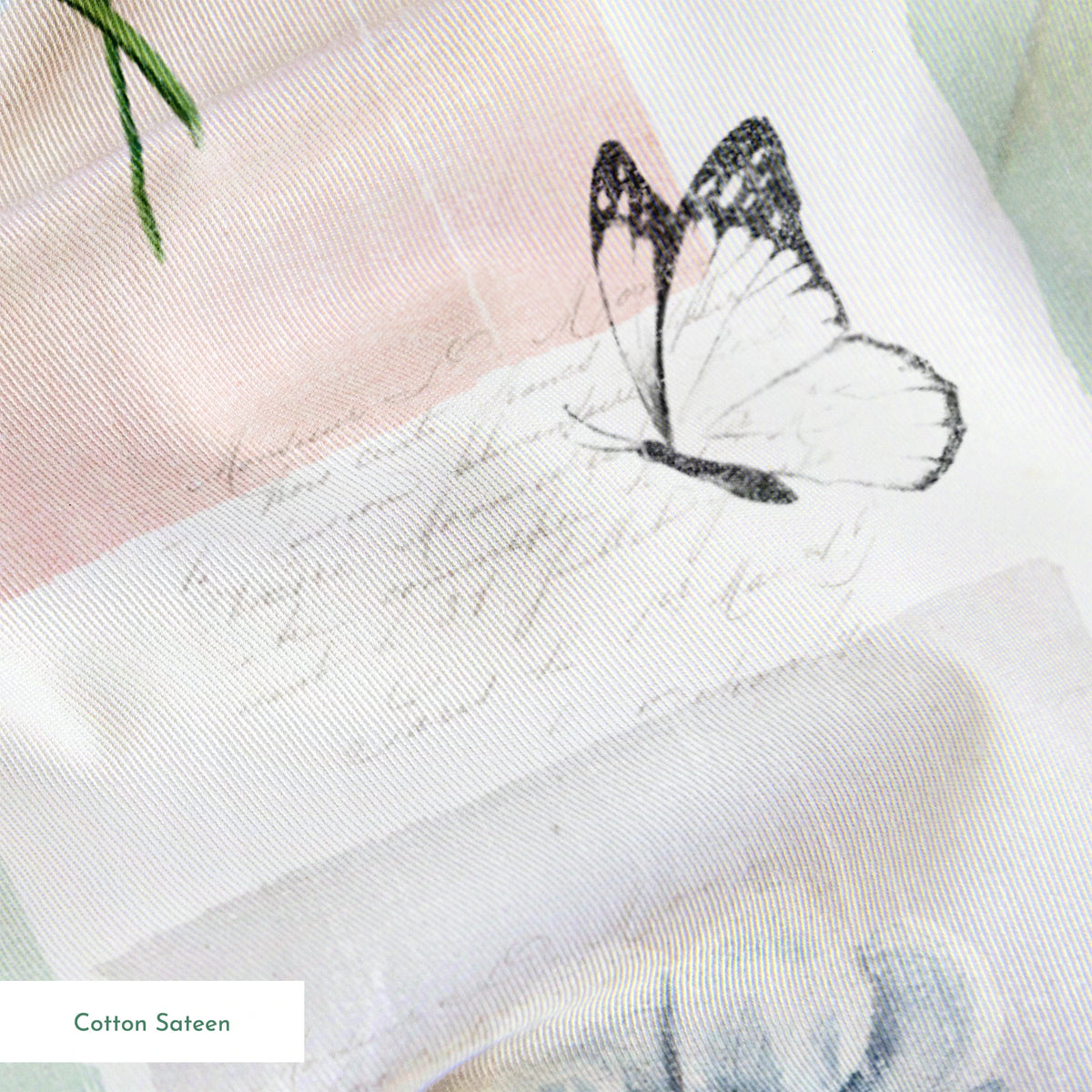 Danielle Murray White Anemones and Butterflies on Pastel Frames Fabric
