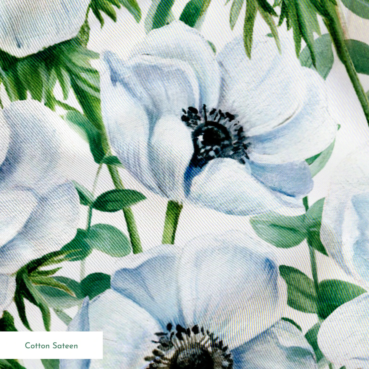 Danielle Murray White Anemones on White Fabric