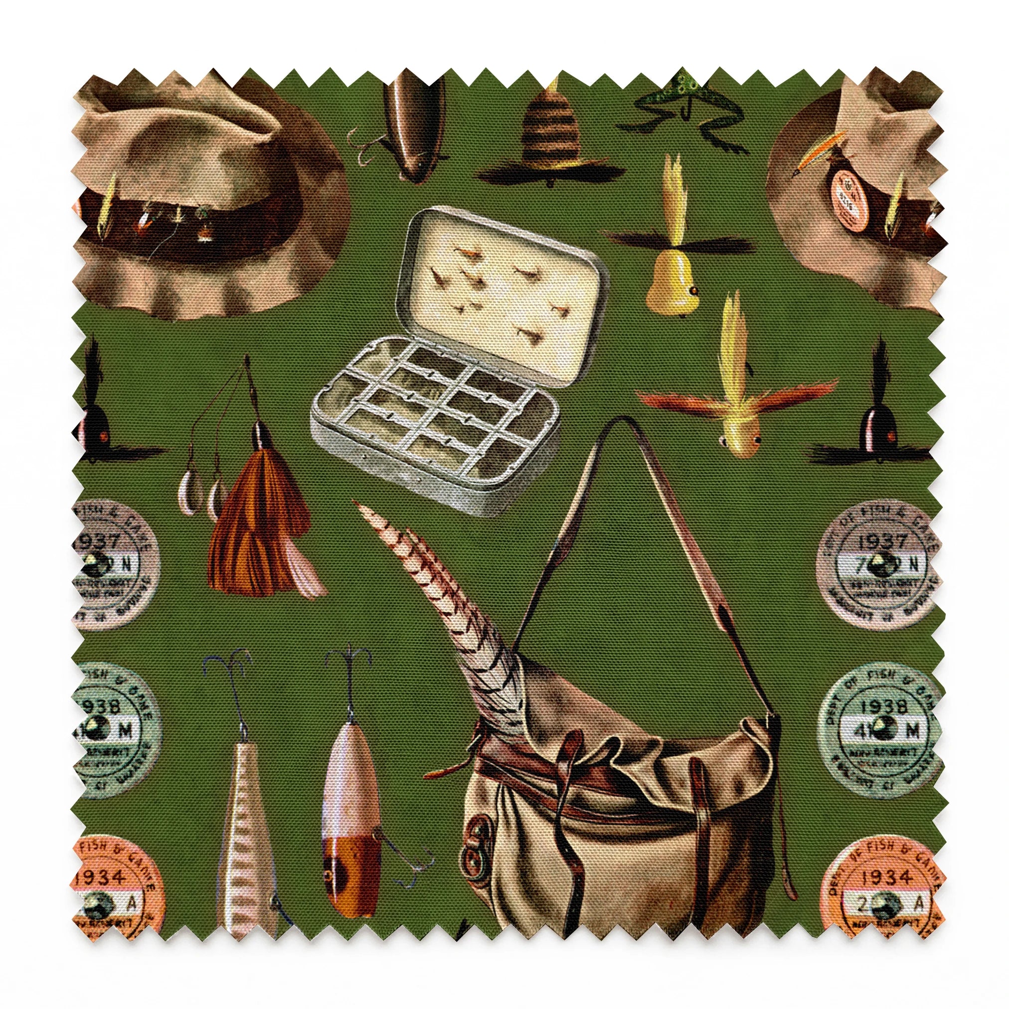 Saturday Evening Post Vintage Fishing Tackle and Gear Green