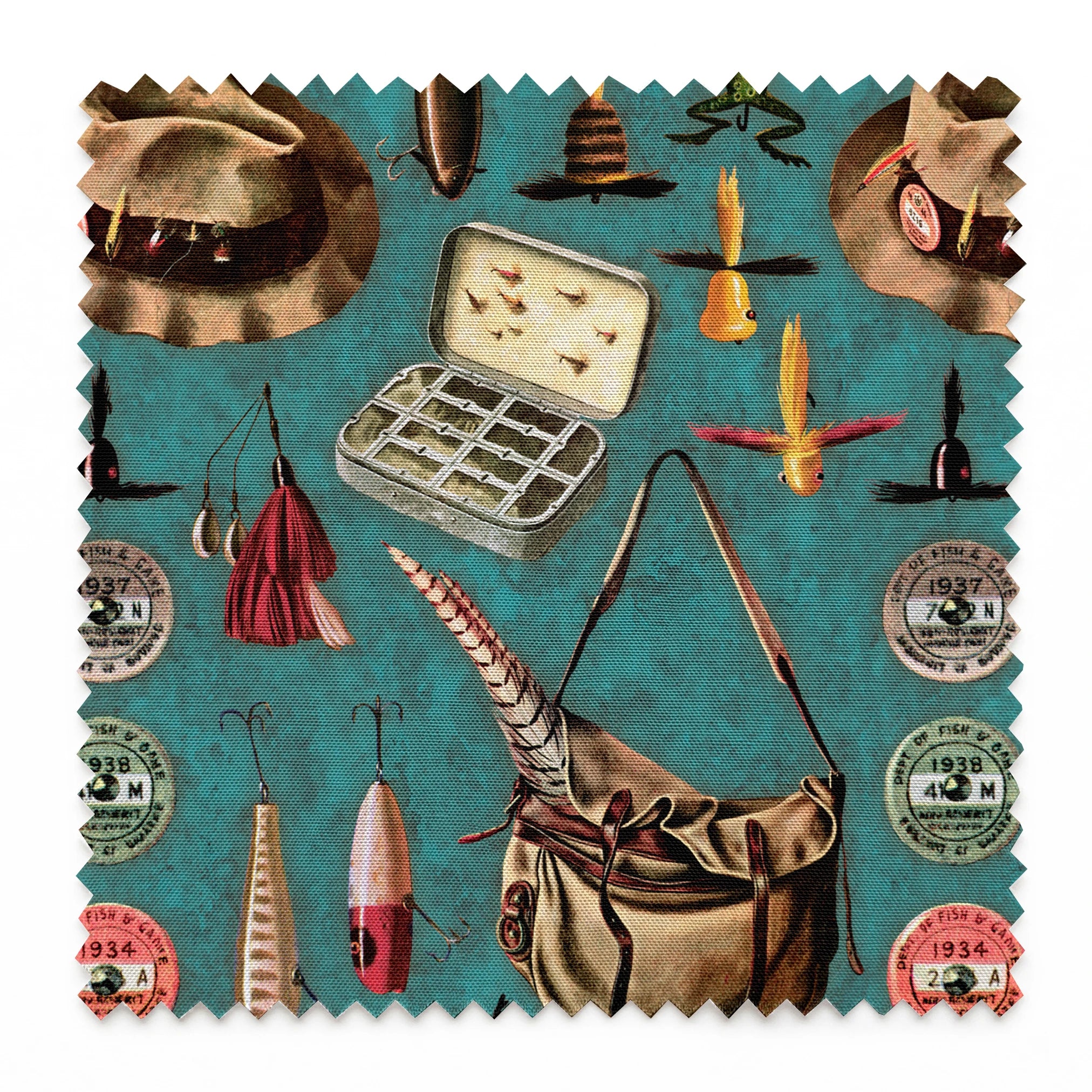 Saturday Evening Post Vintage Fishing Tackle and Gear Teal