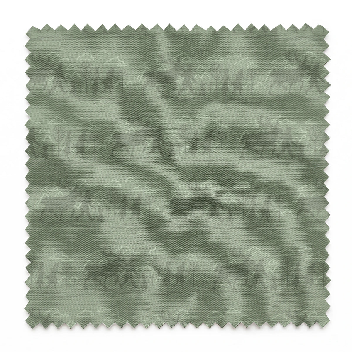 Muted green patterned design with repeating silhouettes of Frozen characters in horizontal bands springs swatch pinked