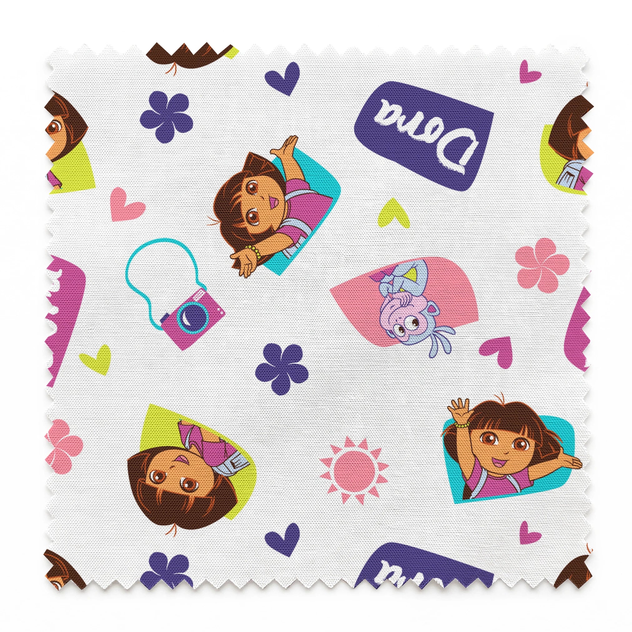 Nickelodeon Dora the Explorer Flowers and Hearts | Fabric by the Yard