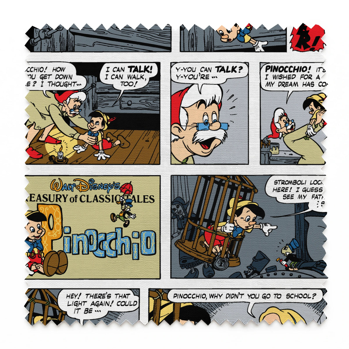 Comic strip collage featuring multiple panels from vintage comics with colorful characters, speech bubbles, and various cartoon scenes arranged in a grid pattern. springs swatch pinked