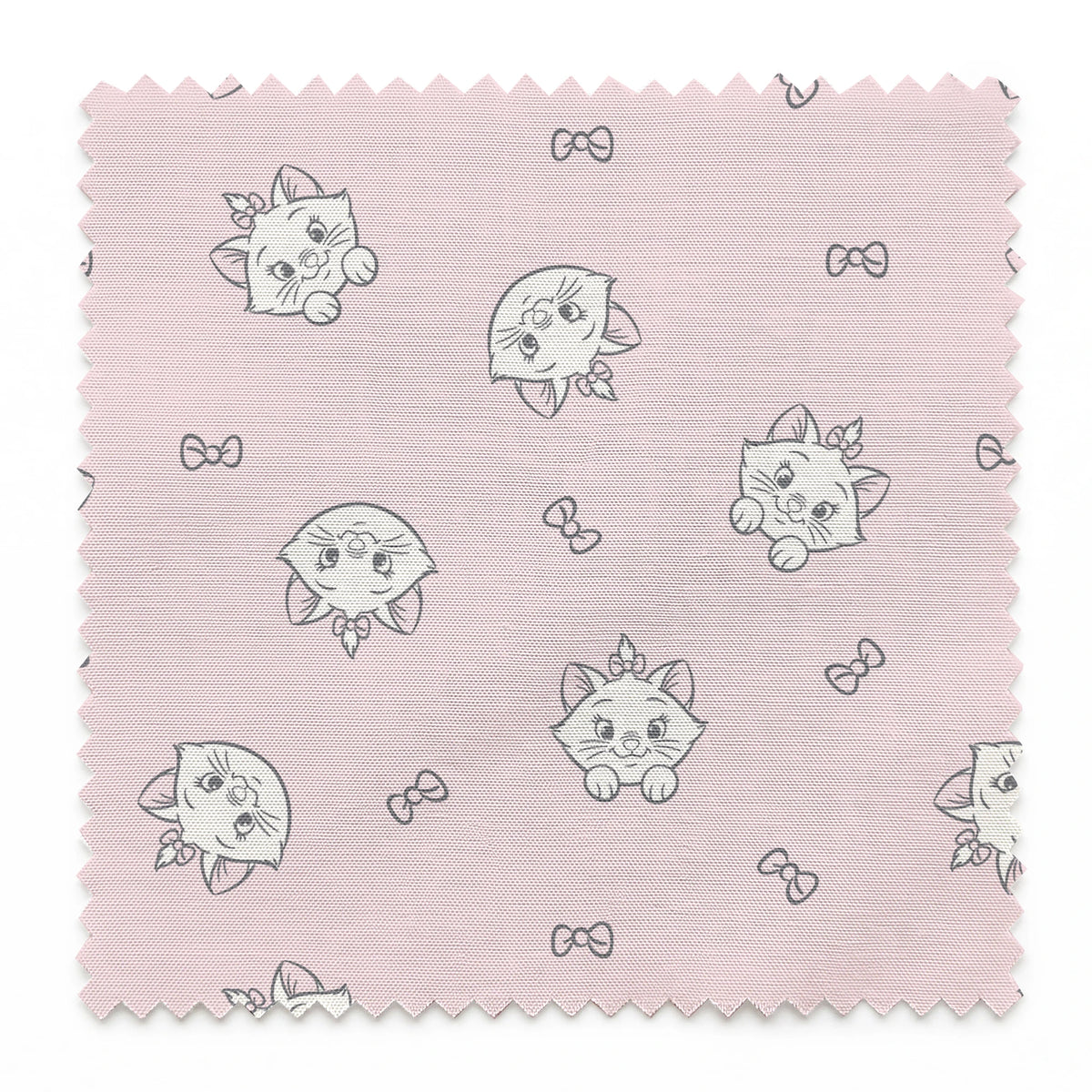 Cute cartoon cat faces with bows pattern on light pink background springs swatch pinked