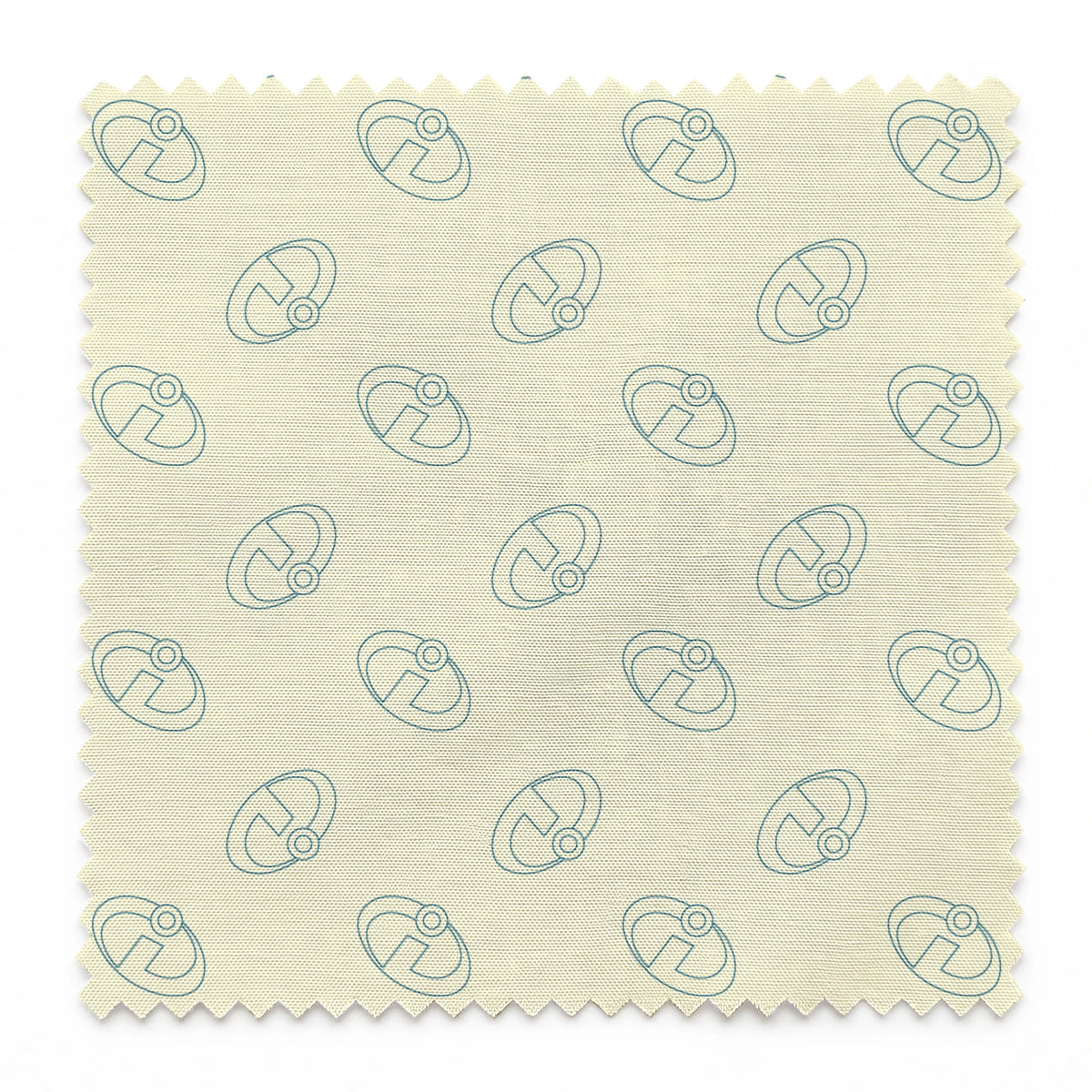 The Incredibles logo forming a repeating pattern on a pale yellow background springs swatch pinked