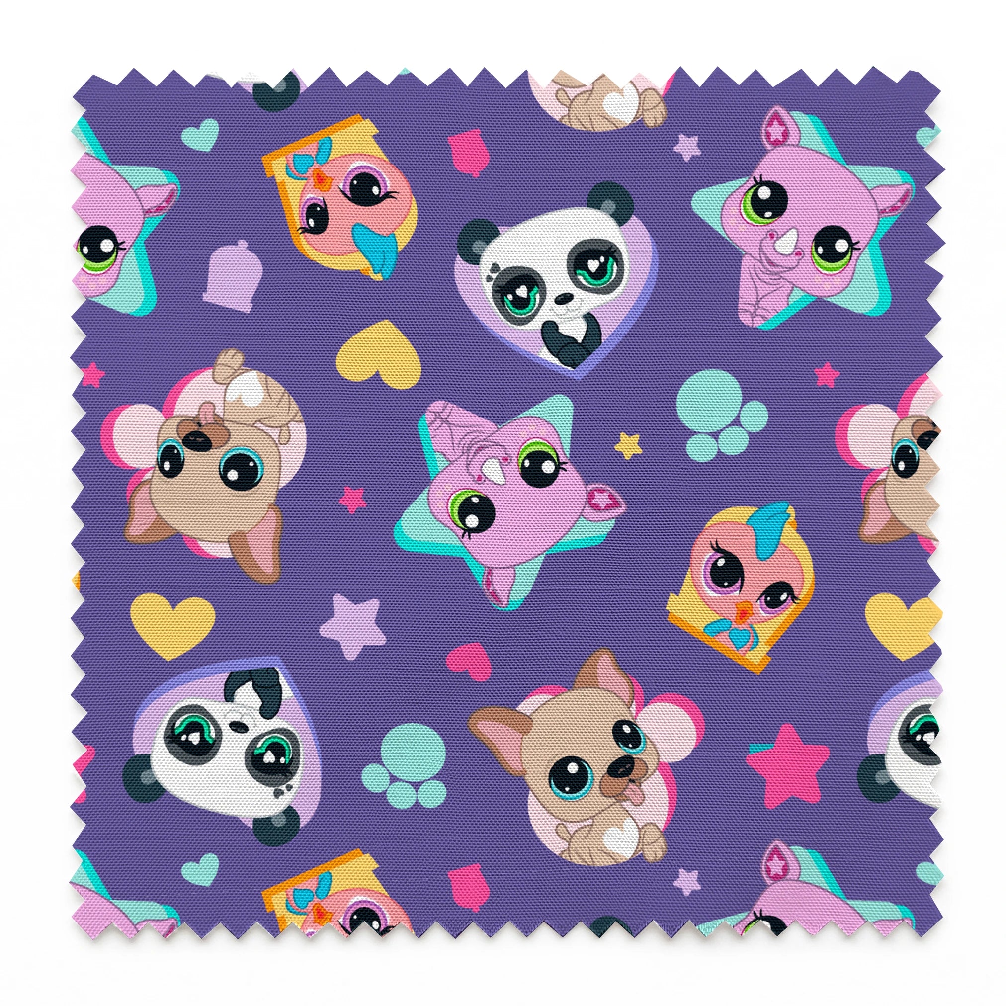 Hasbro Littliest Pet Shop Pet Friends on Purple Fabric