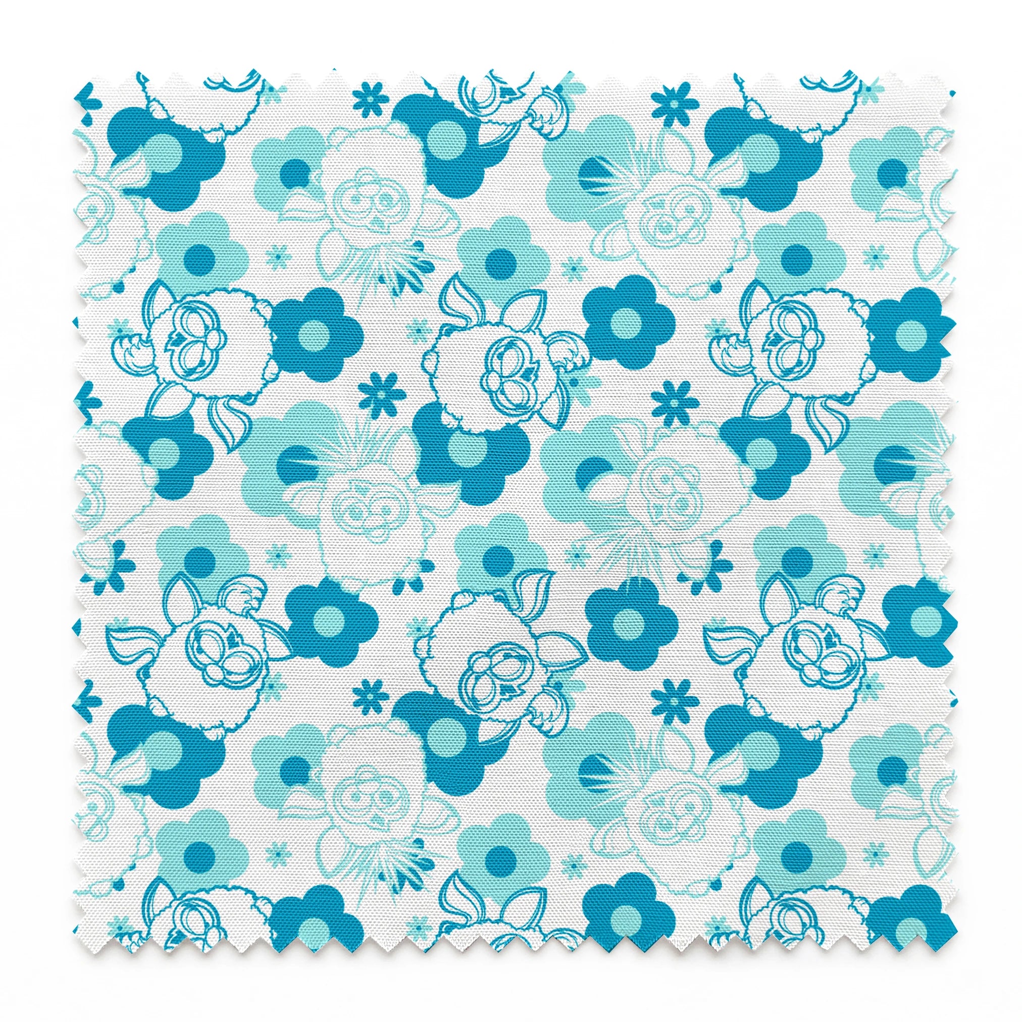 Hasbro Furby Flower Power on Blue Fabric