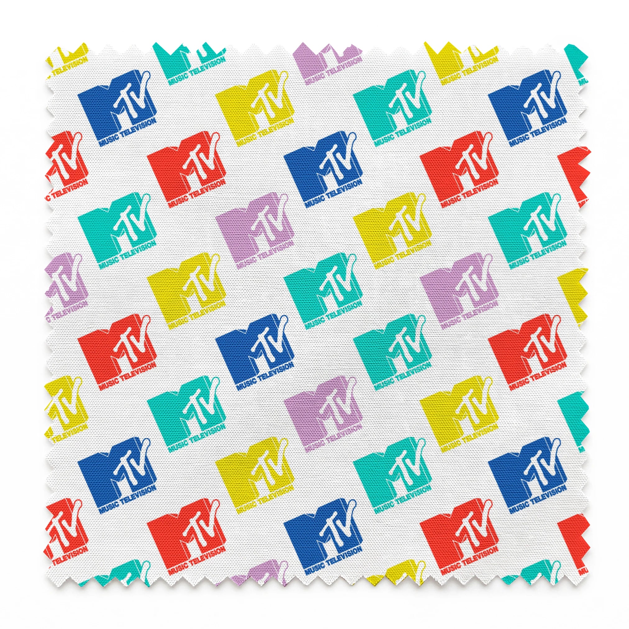 Paramount MTV Colorful Logo Toss on White Fabric