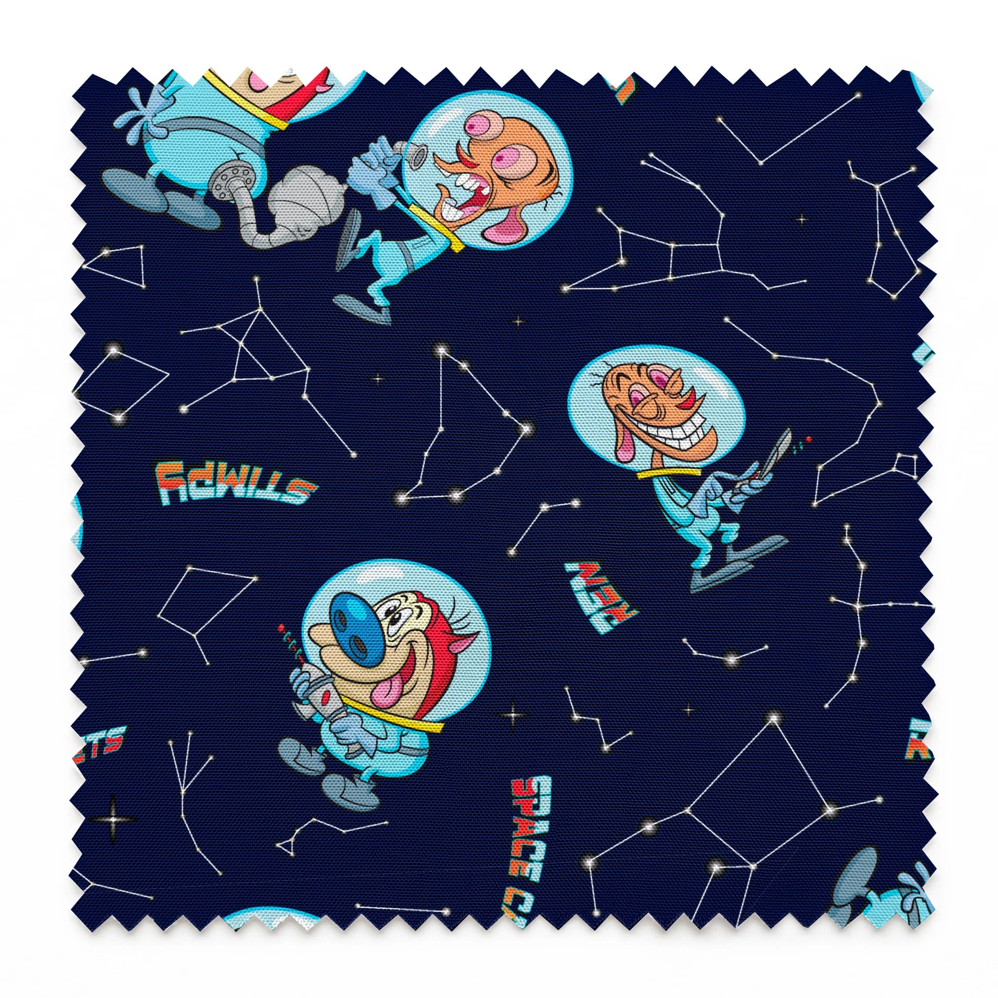 Ren & Stimpy Space Cadets on Midnight Blue Fabric