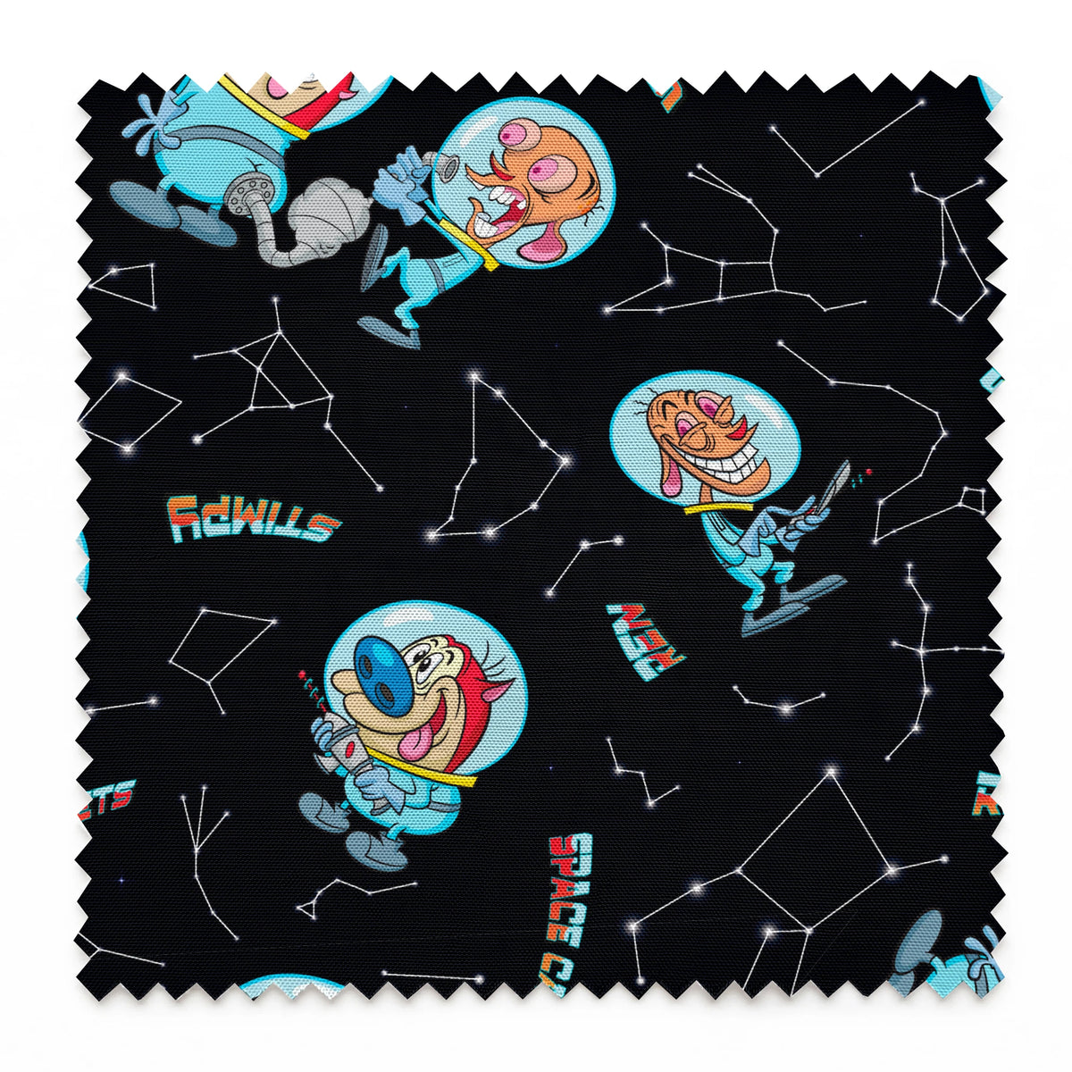 Ren & Stimpy Space Cadets on Black Fabric