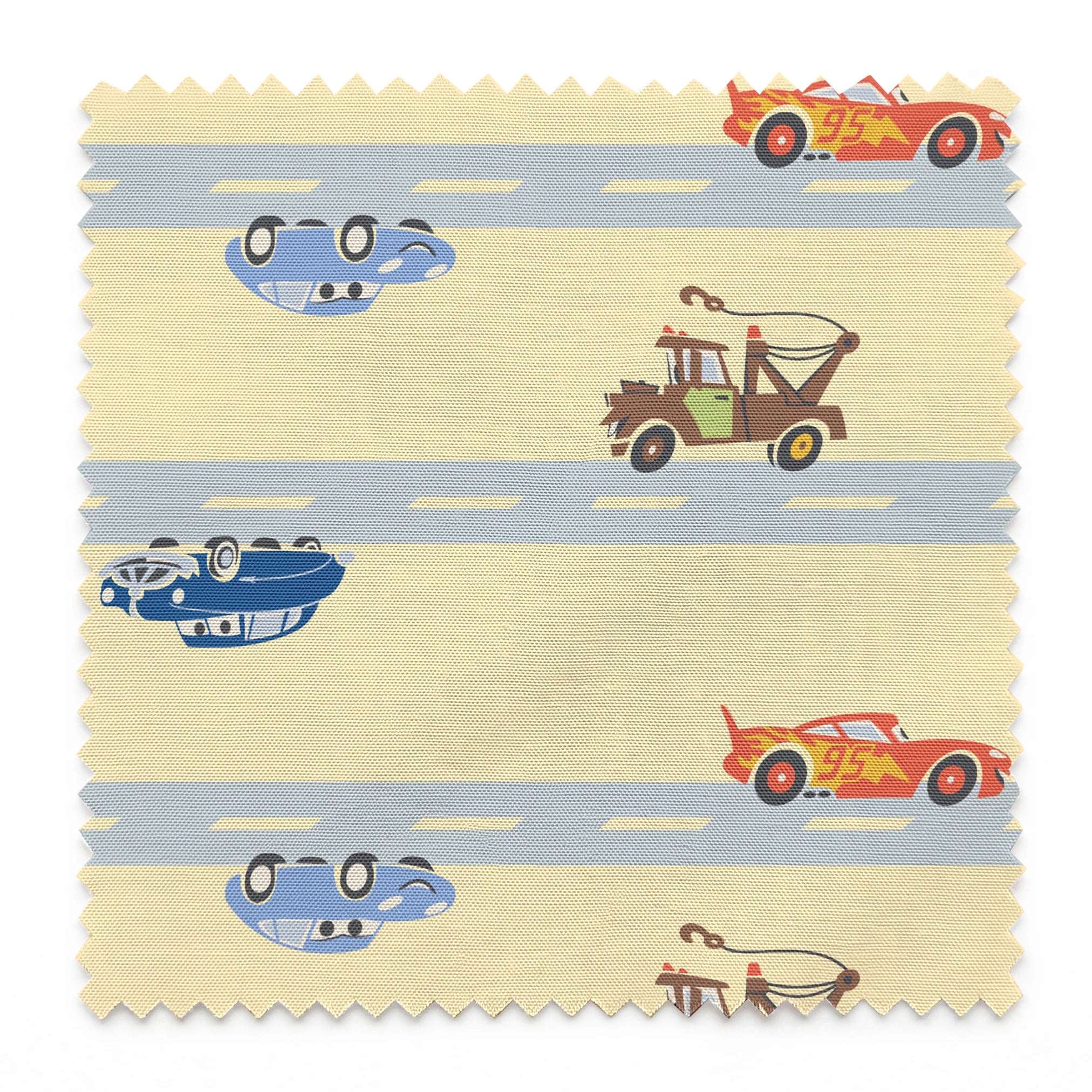 Disney and Pixar Cars Lightning McQueen & Friends Race on Yellow Fabric
