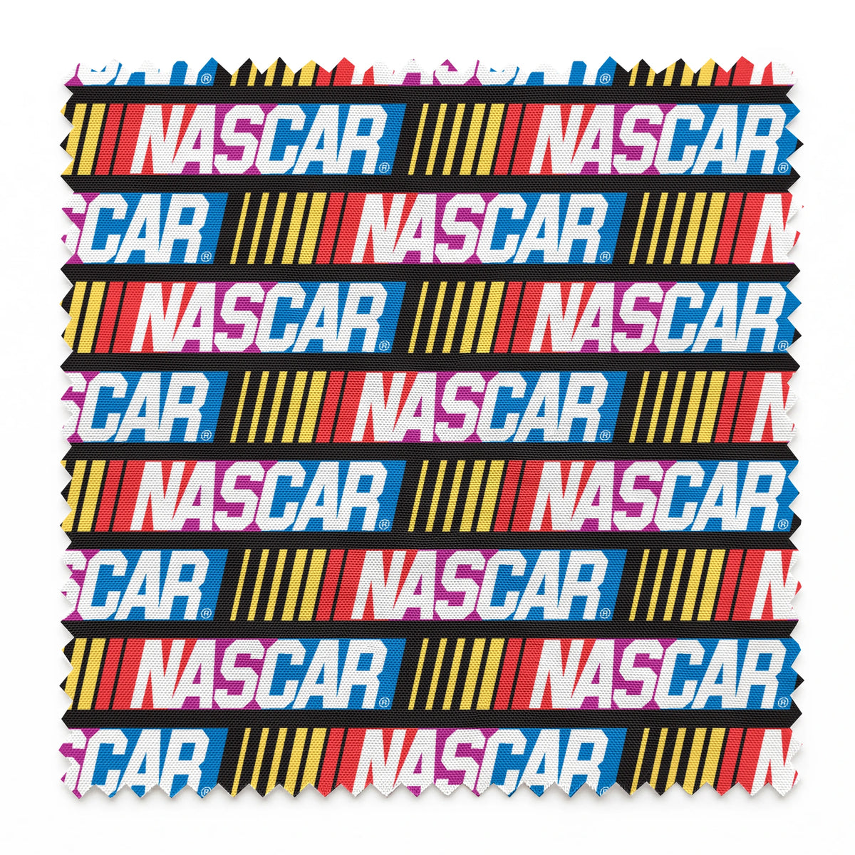 NASCAR® Retro Logo on Multi Stripes Fabric
