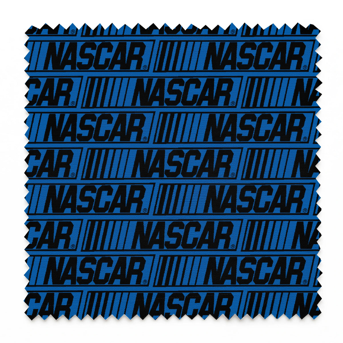 NASCAR® Retro Logo on Blue Stripes Fabric