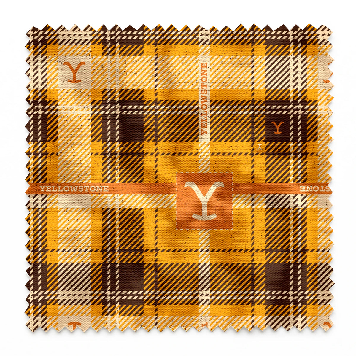 Paramount Yellowstone Rustic Plaid on Yellow Fabric