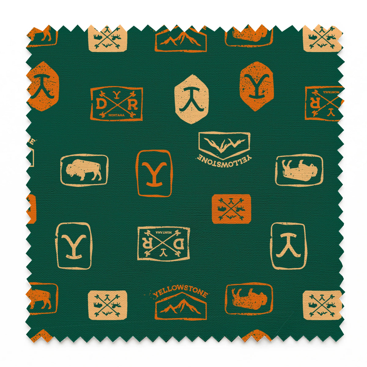 Paramount Yellowstone Patch Toss on Green Fabric