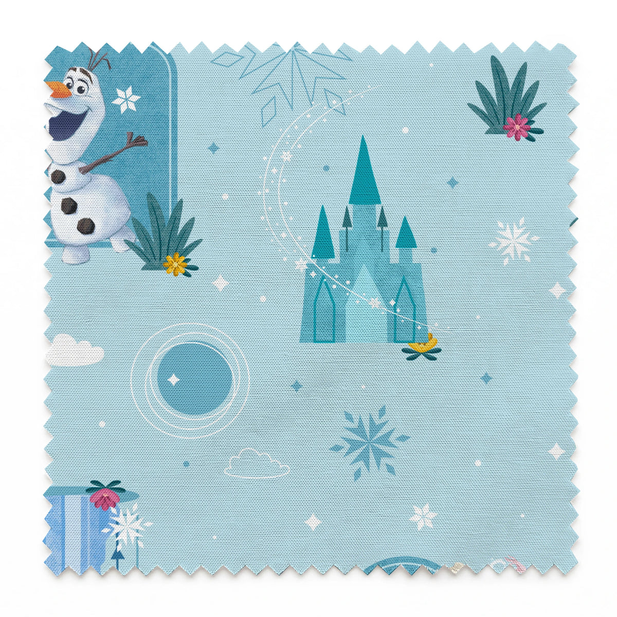 Disney Frozen Falling Snow on Blue Fabric