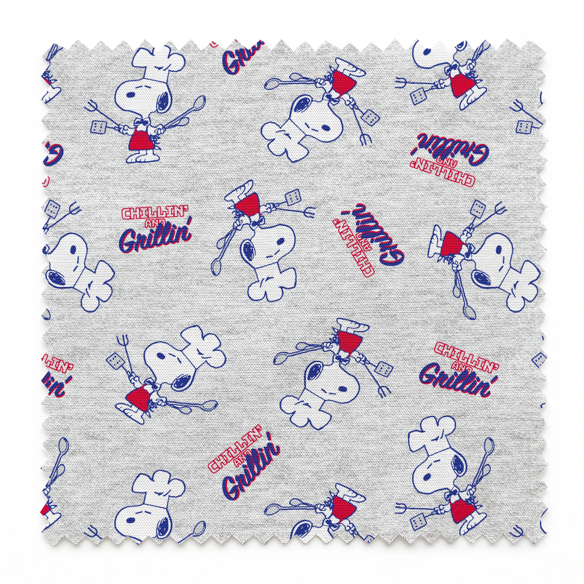 Peanuts Snoopy Chef Grillin' Gray Fabric