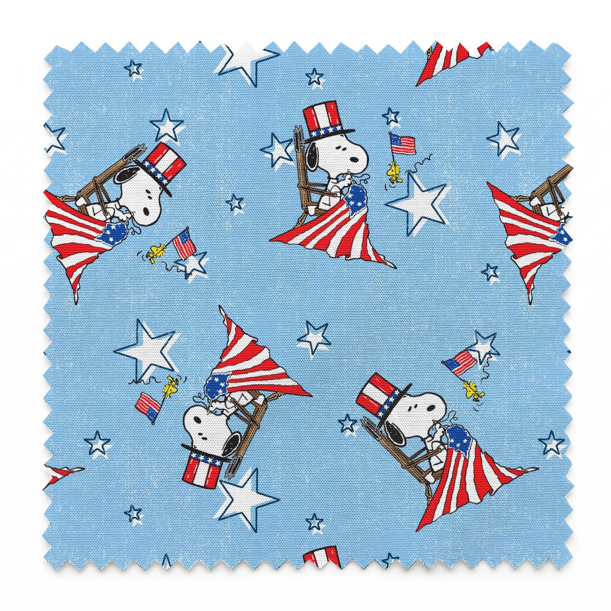 Peanuts Patriotic Snoopy Flag on Blue Fabric