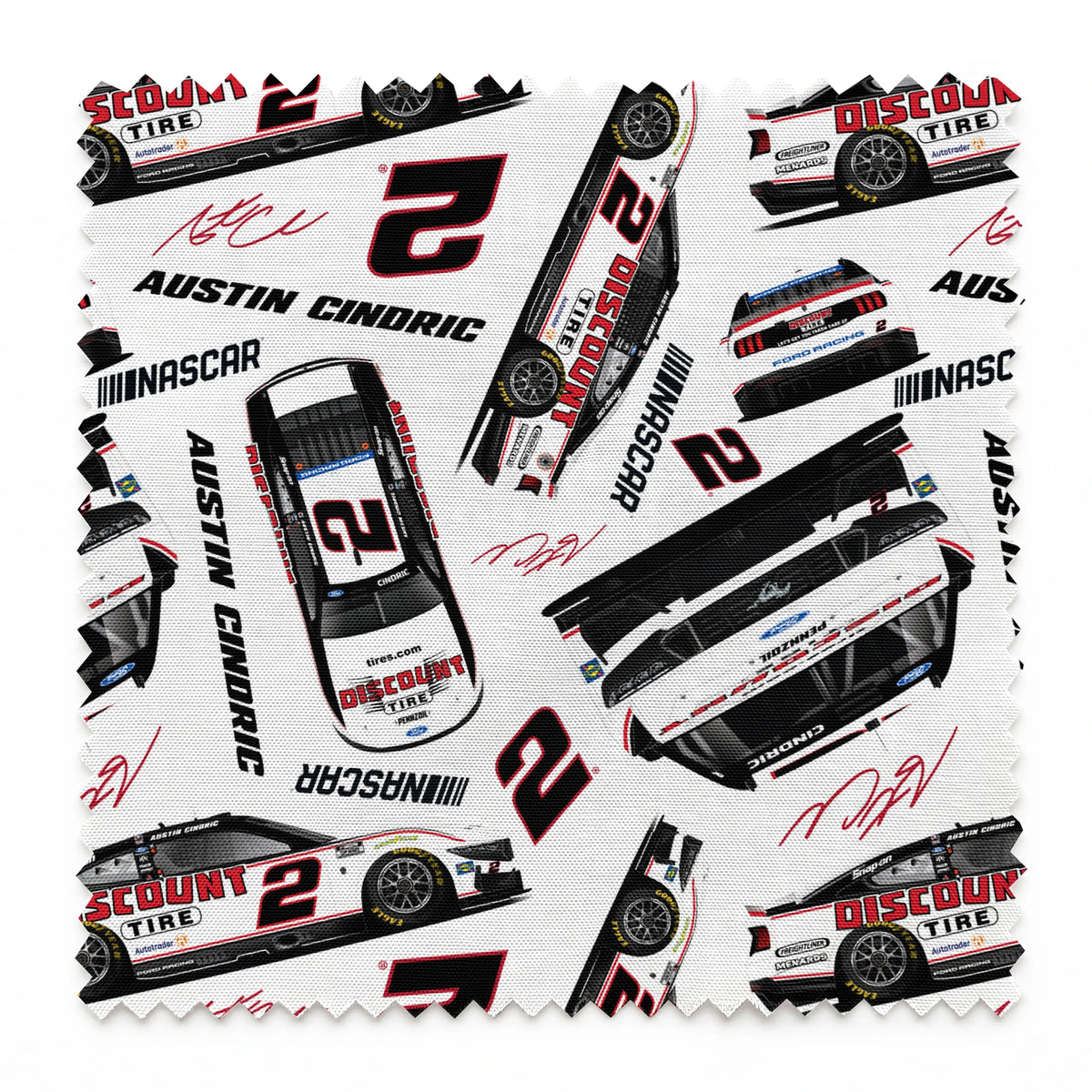 NASCAR® Austin Cindric Toss on White Fabric