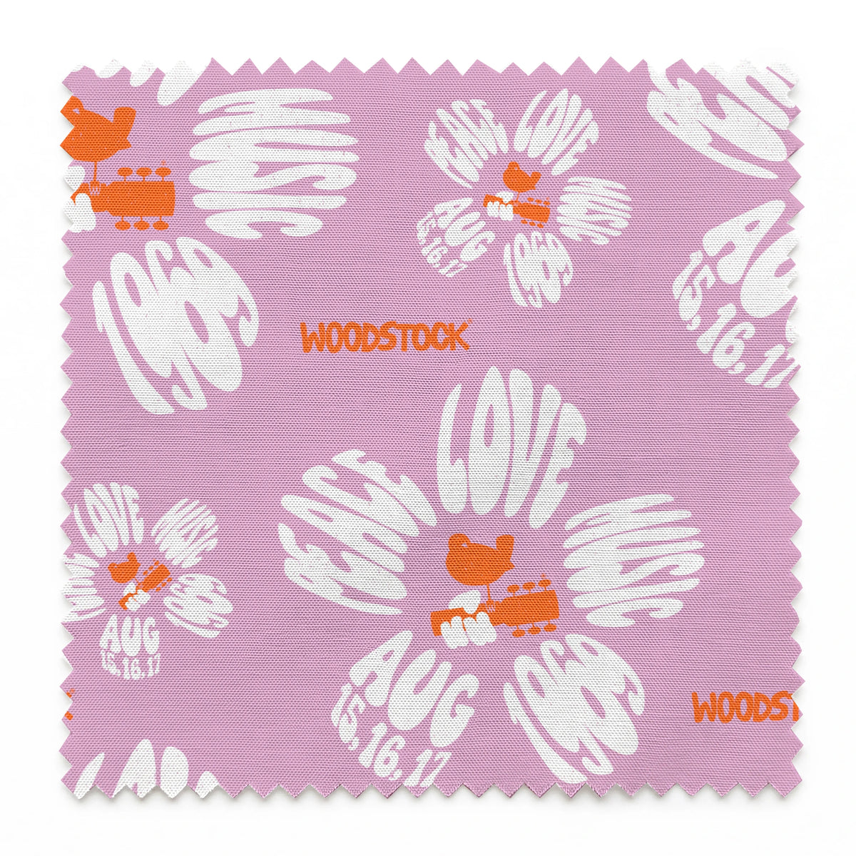 Woodstock Peace, Love, Music Florals on Lavender Fabric