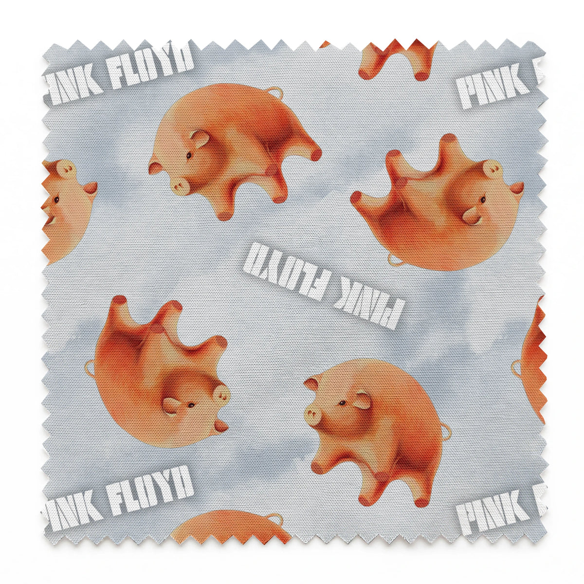 Pink Floyd Pigs on Gray Fabric