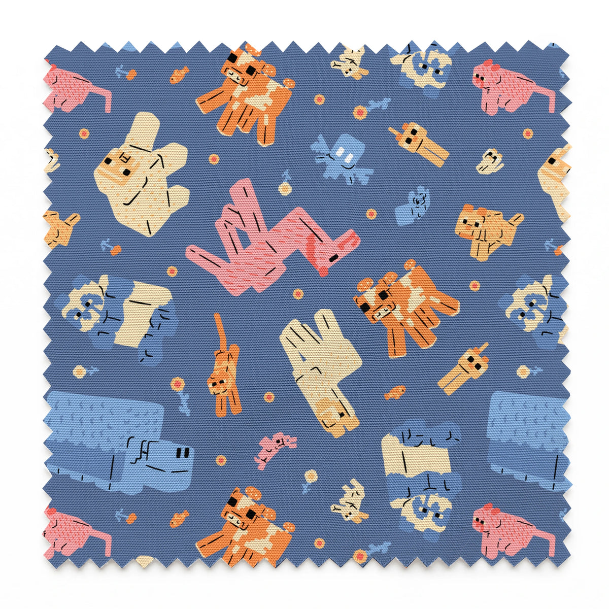 Minecraft Pastel Passive Mobs on Purple Fabric