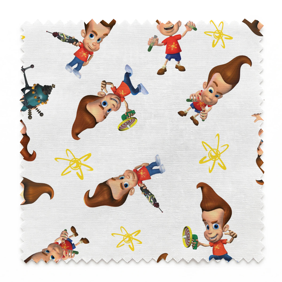 Paramount Jimmy Neutron Getting into Mischief on White Fabric