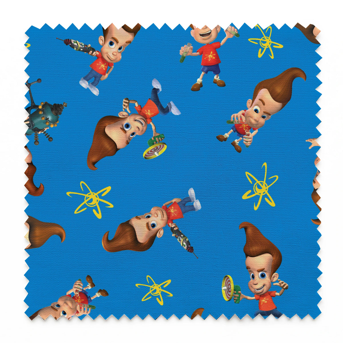 Paramount Jimmy Neutron Getting into Mischief on Blue Fabric