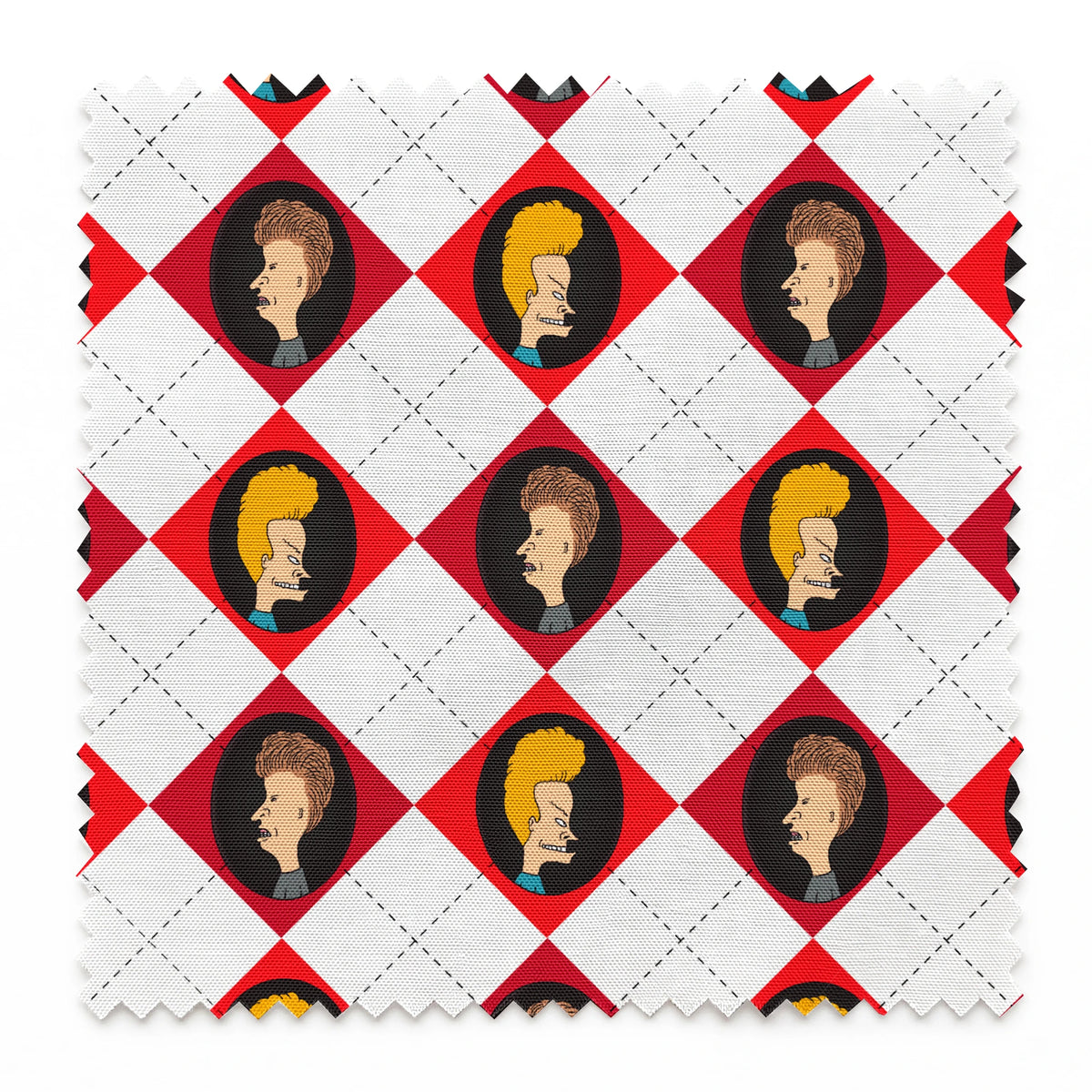 Paramount Beavis and Butt-Head Argyle on Red Fabric