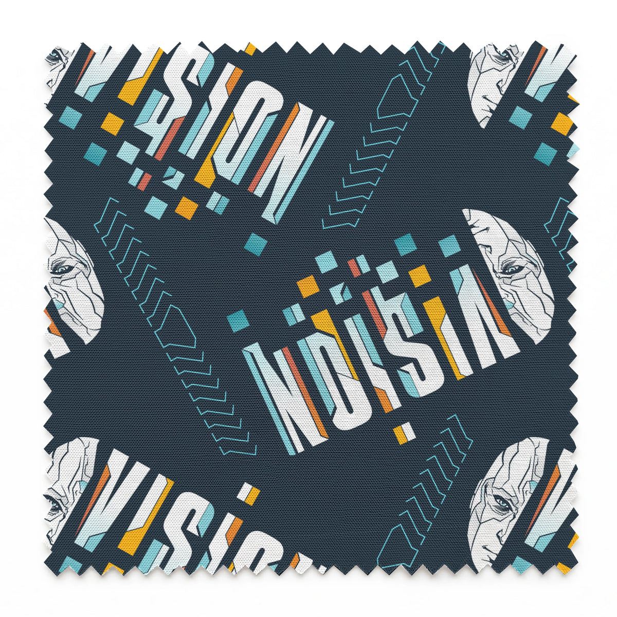 Marvel VisionQuest White Typography on Navy Fabric